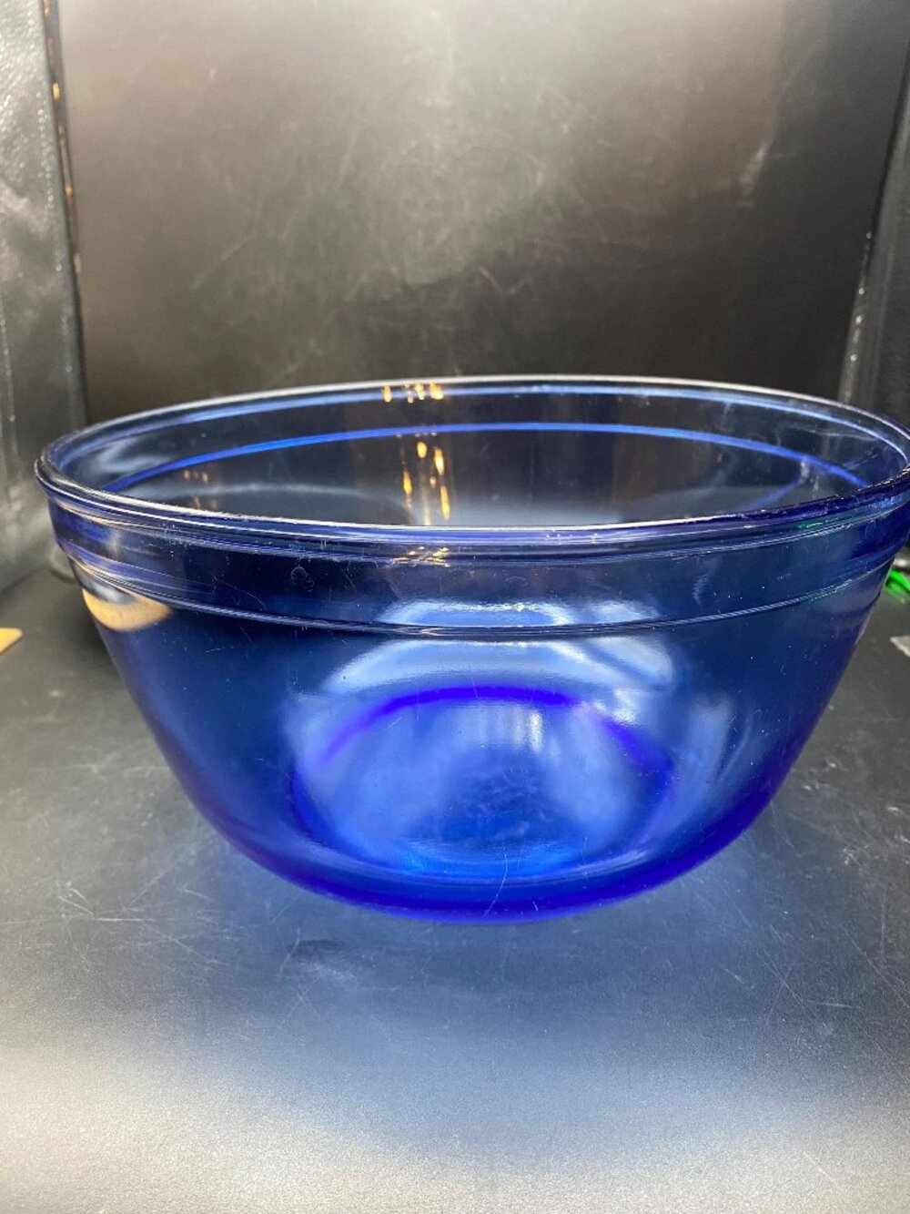 Anchor Hocking Cobalt Blue Mixing Bowl banded Rim #1059